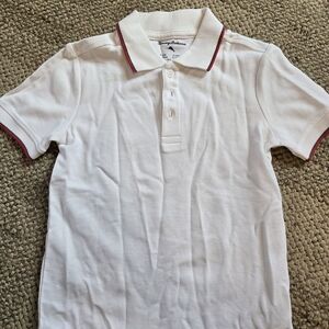 Tommy Bahama White Polo Shirt with Red/Blue Trim